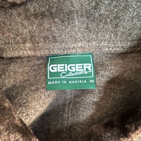 Geiger Collections Womens Brown Pure Wool Fur Trim Cardigan Sweater Coat Size 40 - Picture 3 of 13